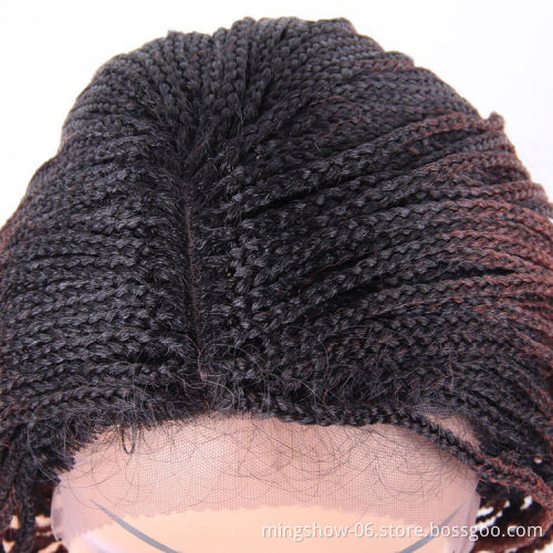 6" short synthetic bob wig, hand made braided lace synthetic wig